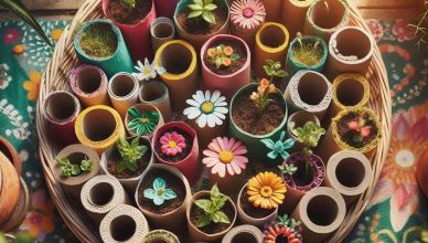 Rouleaux de papier toilette recyclés transformés en objets décoratifs créatifs